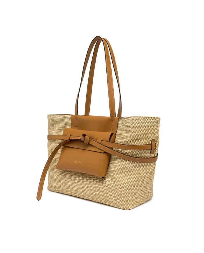 Gianni Chiarini Borsa Shopping Belty in Paglia e Pelle Beige/Cuoio