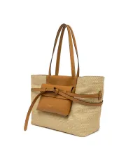 Gianni Chiarini Borsa Shopping Belty in Paglia e Pelle Beige/Cuoio