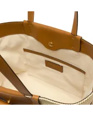 Gianni Chiarini Borsa Shopping Belty in Paglia e Pelle Beige/Cuoio