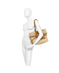 Gianni Chiarini Borsa Shopping Belty in Paglia e Pelle Beige/Cuoio