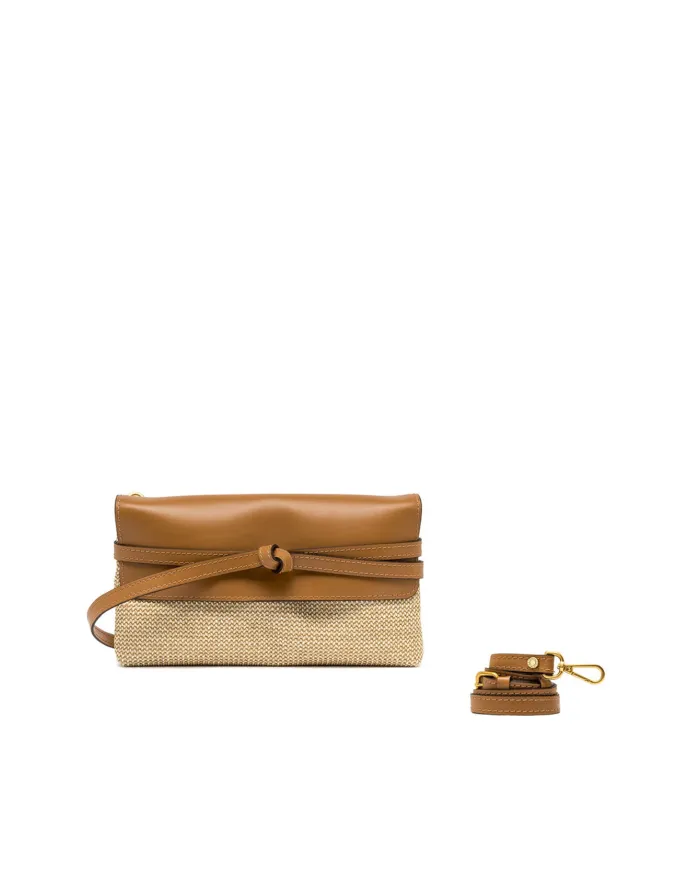 Gianni Chiarini Pochette Belty in Paglia e pelle Beige/Cuoio