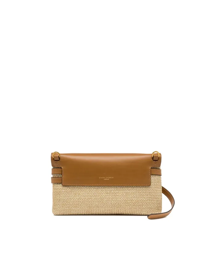 Gianni Chiarini Pochette Belty in Paglia e pelle Beige/Cuoio