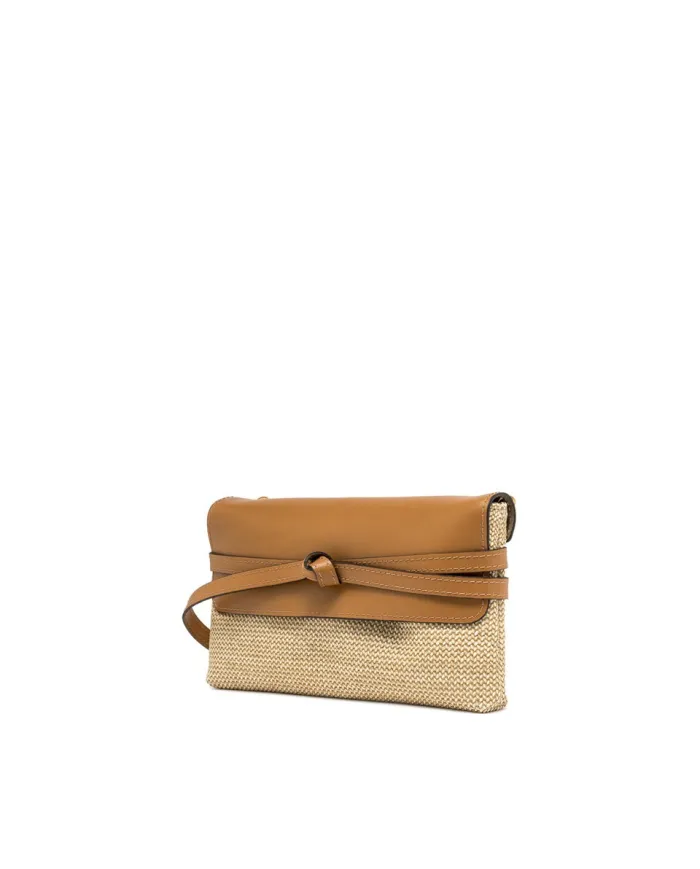 Gianni Chiarini Pochette Belty in Paglia e pelle Beige/Cuoio