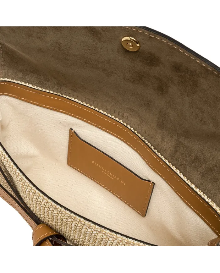 Gianni Chiarini Pochette Belty in Paglia e pelle Beige/Cuoio