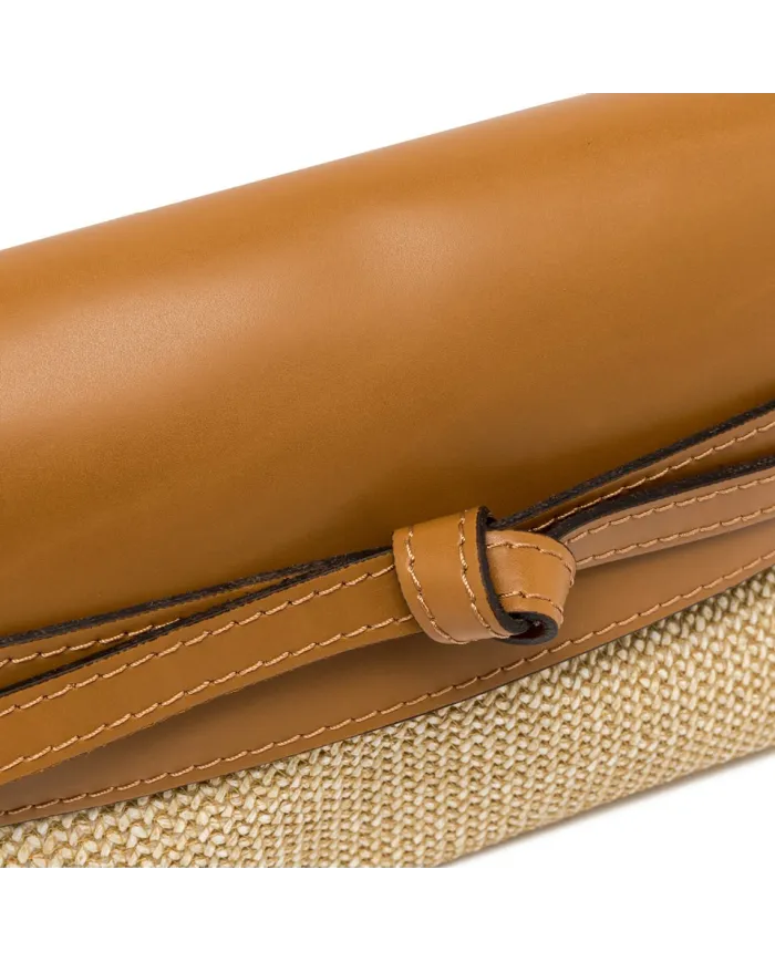 Gianni Chiarini Pochette Belty in Paglia e pelle Beige/Cuoio