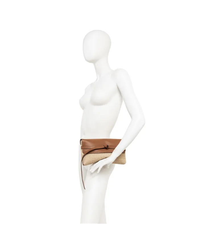 Gianni Chiarini Pochette Belty in Paglia e pelle Beige/Cuoio