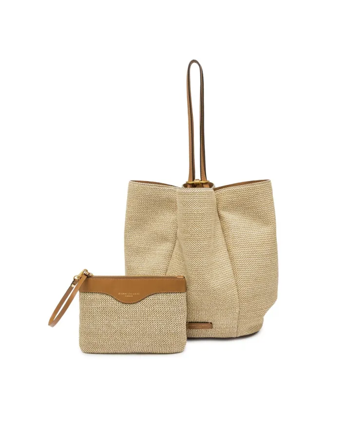 Gianni Chiarini Borsa Secchiello Gianni Chiarini Lily in in paglia e pelle Beige/Cuoio