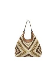 Gianni Chiarini Borsa Shopping Dua in Paglia Intrecciata Cuoio/Multicolor