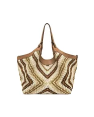 Gianni Chiarini Borsa Shopping Dua in Paglia Intrecciata Cuoio/Multicolor
