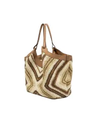 Gianni Chiarini Borsa Shopping Dua in Paglia Intrecciata Cuoio/Multicolor