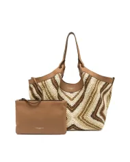 Gianni Chiarini Borsa Shopping Dua in Paglia Intrecciata Cuoio/Multicolor