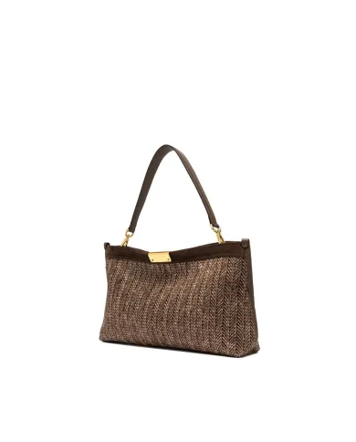 Gianni Chiarini Pochette Grande Marigold in Paglia e Suede | Borsa a Spalla Marrone
