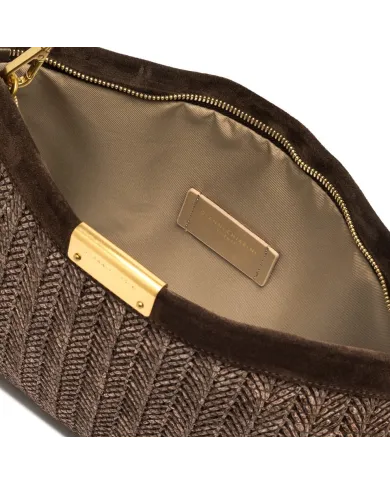 Gianni Chiarini Pochette Grande Marigold in Paglia e Suede | Borsa a Spalla Marrone