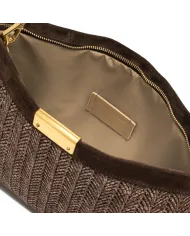 Gianni Chiarini Pochette Grande Marigold in Paglia e Suede | Borsa a Spalla Marrone