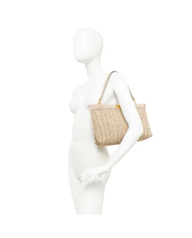 Gianni Chiarini Pochette Grande Marigold in Paglia e Suede | Borsa a Spalla Marrone