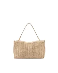 Gianni Chiarini Pochette Grande Marigold in Paglia e Suede | Borsa a Spalla Sabbia