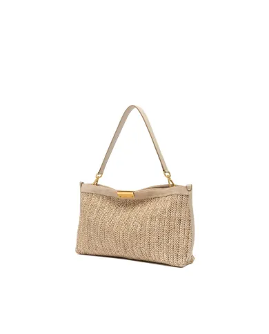 Gianni Chiarini Pochette Grande Marigold in Paglia e Suede | Borsa a Spalla Sabbia