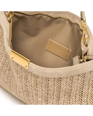 Gianni Chiarini Pochette Grande Marigold in Paglia e Suede | Borsa a Spalla Sabbia
