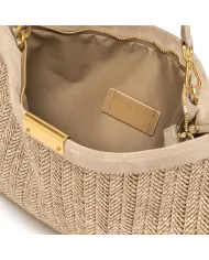 Gianni Chiarini Pochette Grande Marigold in Paglia e Suede | Borsa a Spalla Sabbia