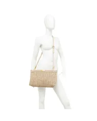 Gianni Chiarini Pochette Grande Marigold in Paglia e Suede | Borsa a Spalla Sabbia