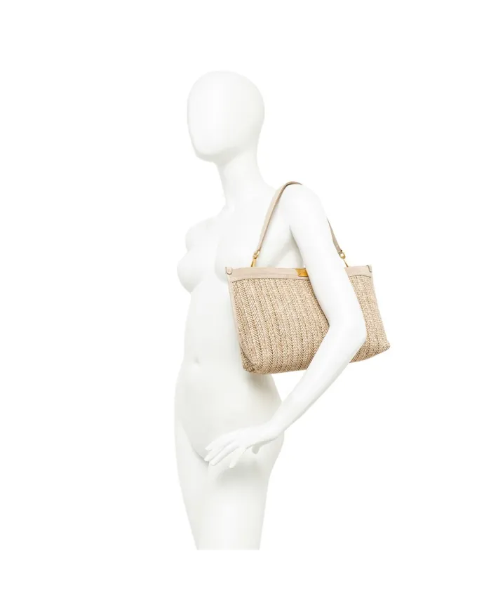Gianni Chiarini Pochette Grande Marigold in Paglia e Suede | Borsa a Spalla Sabbia