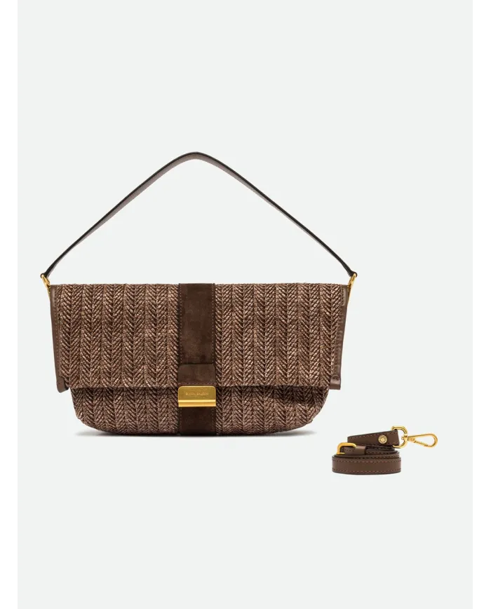 Gianni Chiarini Borsa a tracolla Marigold in Paglia e Suede | Borsa a Spalla Marrone