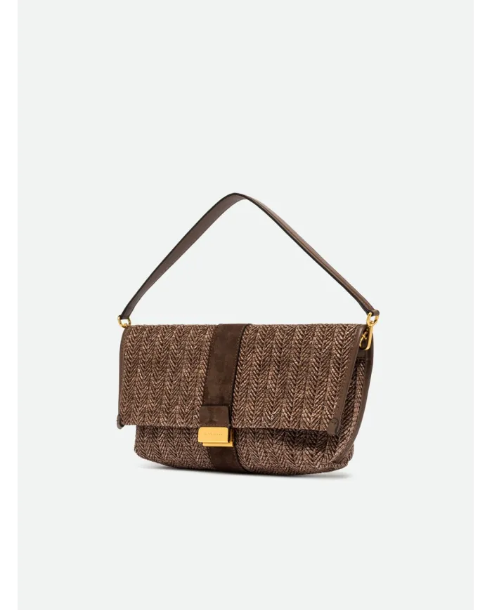 Gianni Chiarini Borsa a tracolla Marigold in Paglia e Suede | Borsa a Spalla Marrone