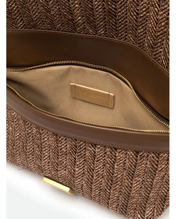 Gianni Chiarini Borsa a tracolla Marigold in Paglia e Suede | Borsa a Spalla Marrone