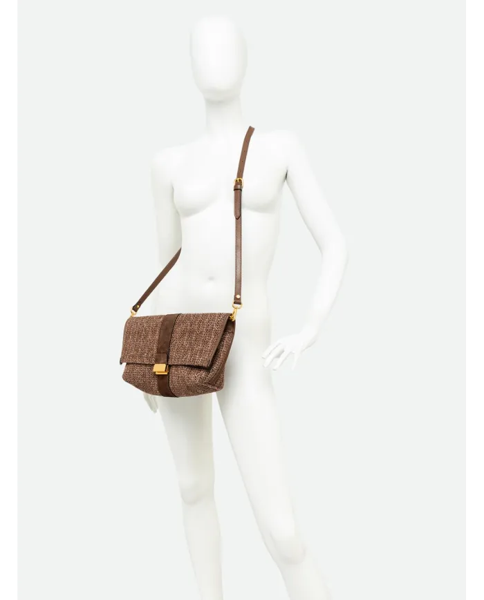 Gianni Chiarini Borsa a tracolla Marigold in Paglia e Suede | Borsa a Spalla Marrone