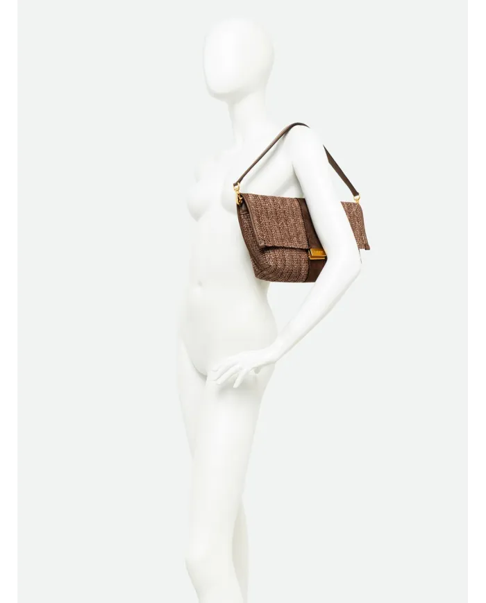 Gianni Chiarini Borsa a tracolla Marigold in Paglia e Suede | Borsa a Spalla Marrone