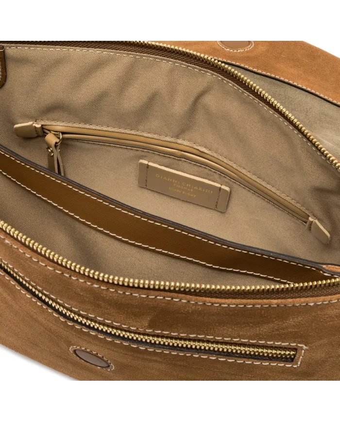 Gianni Chiarini Borsa Three in Pelle Scamosciata Cuoio