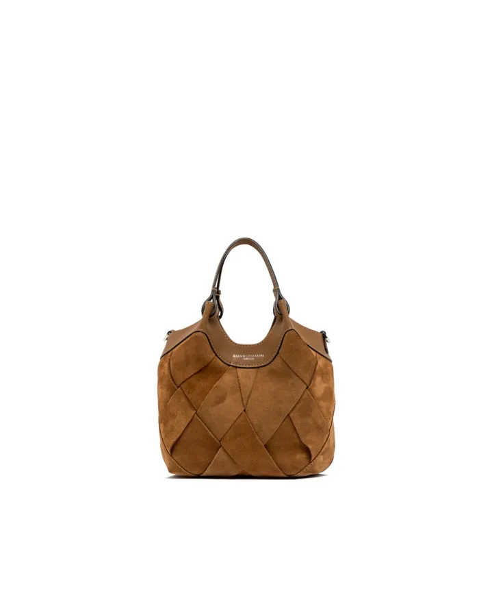 Gianni Chiarini Borsa Dua piccola in Camoscio Intrecciato Cuoio
