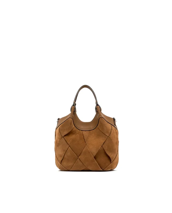 Gianni Chiarini Borsa Dua piccola in Camoscio Intrecciato Cuoio