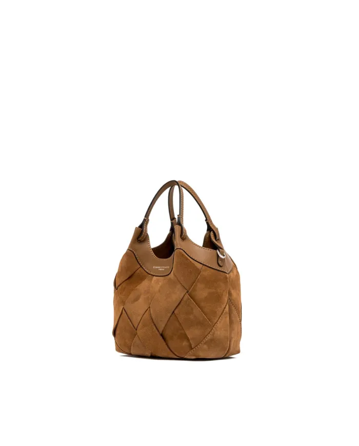 Gianni Chiarini Borsa Dua piccola in Camoscio Intrecciato Cuoio