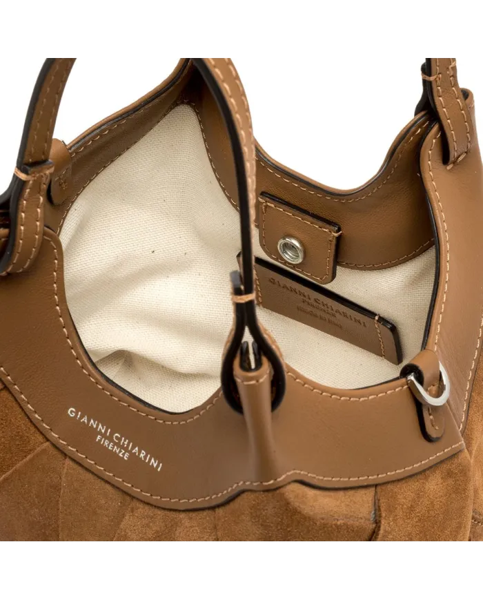 Gianni Chiarini Borsa Dua piccola in Camoscio Intrecciato Cuoio