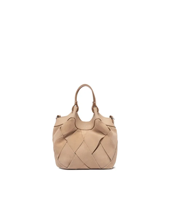 Gianni Chiarini Borsa Dua piccola in Camoscio Intrecciato Beige