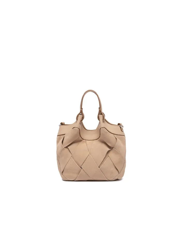 Gianni Chiarini Borsa Dua piccola in Camoscio Intrecciato Beige