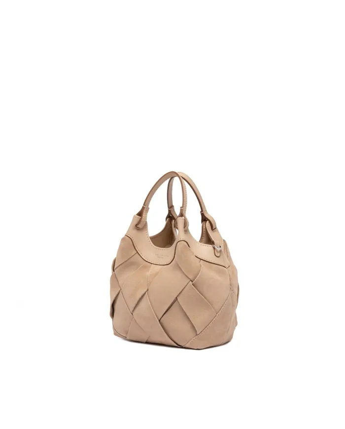 Gianni Chiarini Borsa Dua piccola in Camoscio Intrecciato Beige