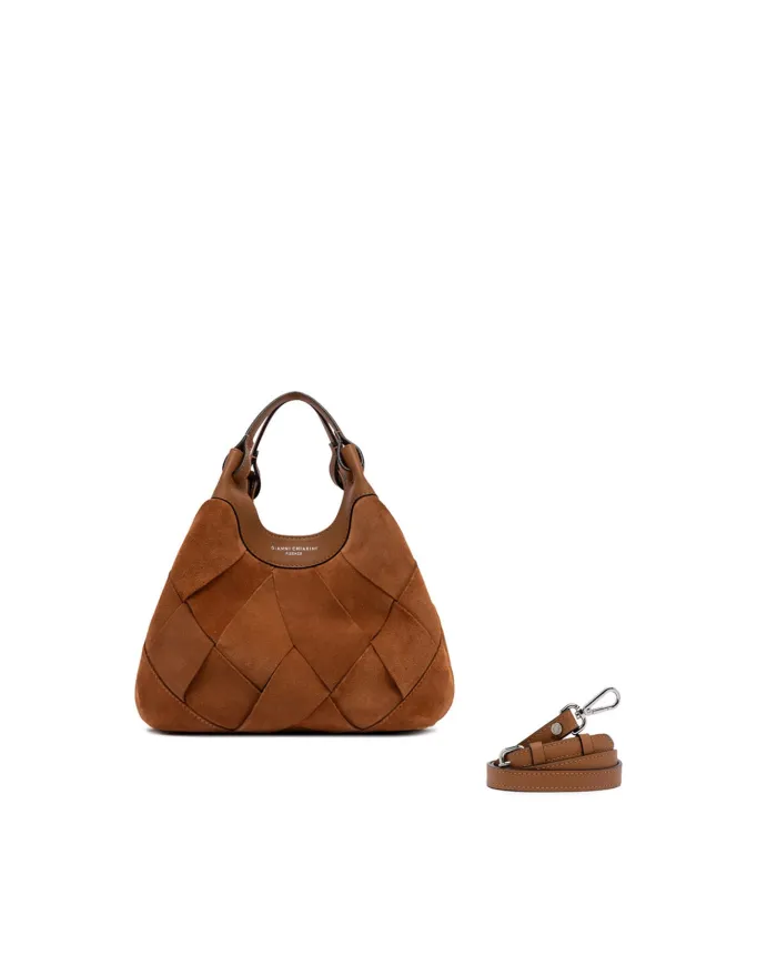 Gianni Chiarini Borsa Dua in Camoscio intrecciato Cuoio