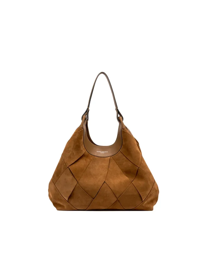 Gianni Chiarini Borsa Dua grande in Camoscio intrecciato Cuoio