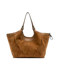 Gianni Chiarini Borsa Dua grande in Camoscio intrecciato Cuoio