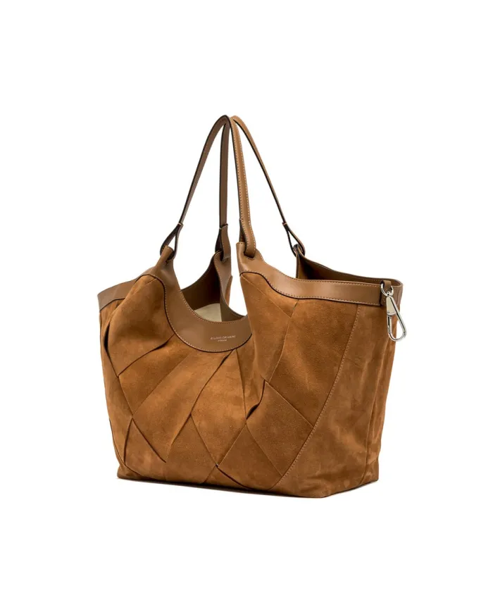 Gianni Chiarini Borsa Dua grande in Camoscio intrecciato Cuoio
