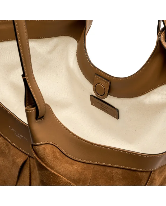 Gianni Chiarini Borsa Dua grande in Camoscio intrecciato Cuoio