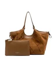 Gianni Chiarini Borsa Dua grande in Camoscio intrecciato Cuoio