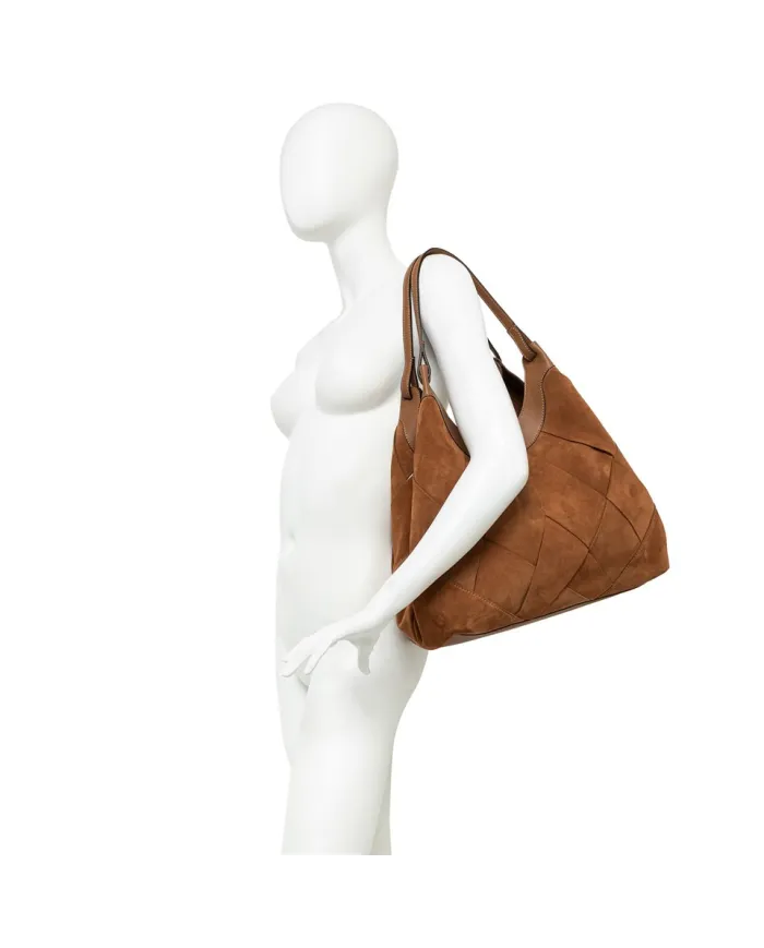 Gianni Chiarini Borsa Dua grande in Camoscio intrecciato Cuoio