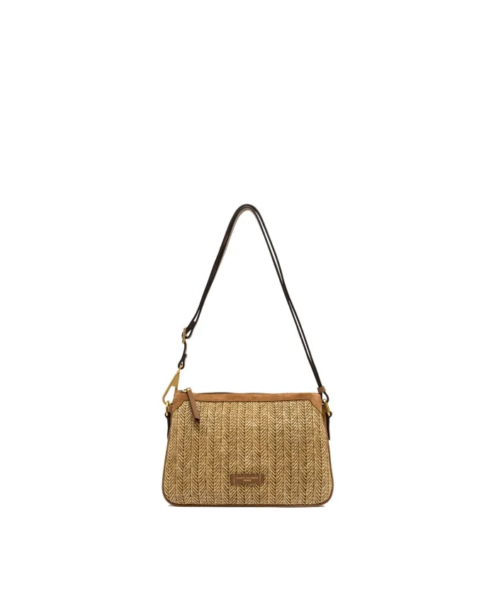 Gianni Chiarini Borsa Bandoliera Brooke in Paglia e Suede Beige/Cuoio