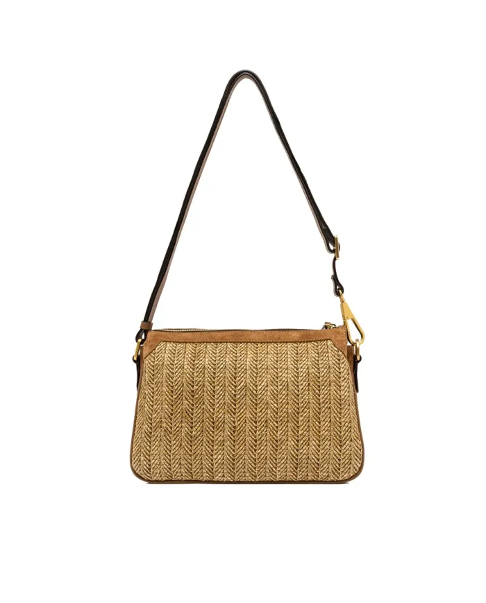 Gianni Chiarini Borsa Bandoliera Brooke in Paglia e Suede Beige/Cuoio