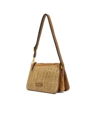 Gianni Chiarini Borsa Bandoliera Brooke in Paglia e Suede Beige/Cuoio