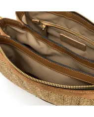 Gianni Chiarini Borsa Bandoliera Brooke in Paglia e Suede Beige/Cuoio