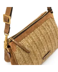 Gianni Chiarini Borsa Bandoliera Brooke in Paglia e Suede Beige/Cuoio